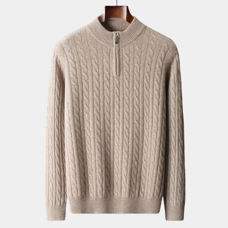 Woolen Knit Quarter-Zip Sweater