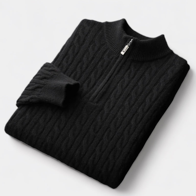 Woolen Knit Quarter-Zip Sweater