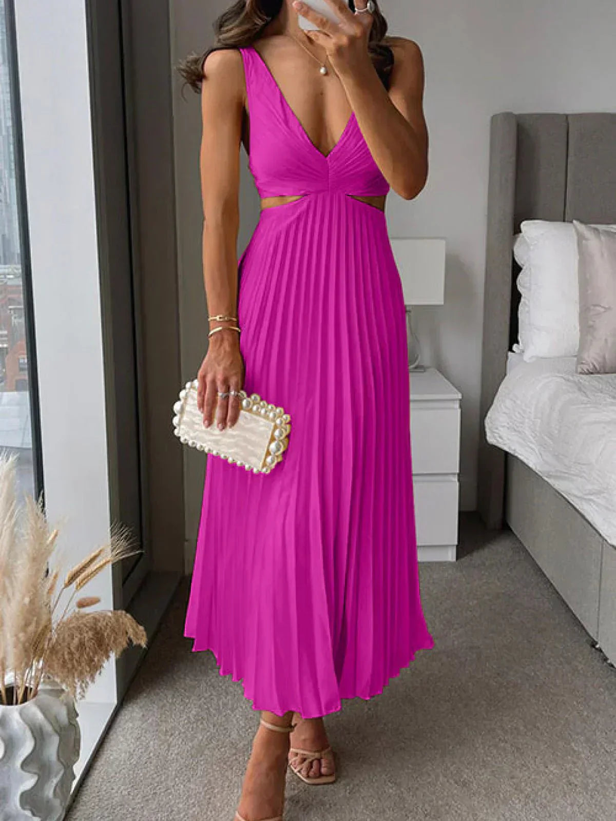 Longina | Sukienka midi z eleganckim wycięciem w talii
